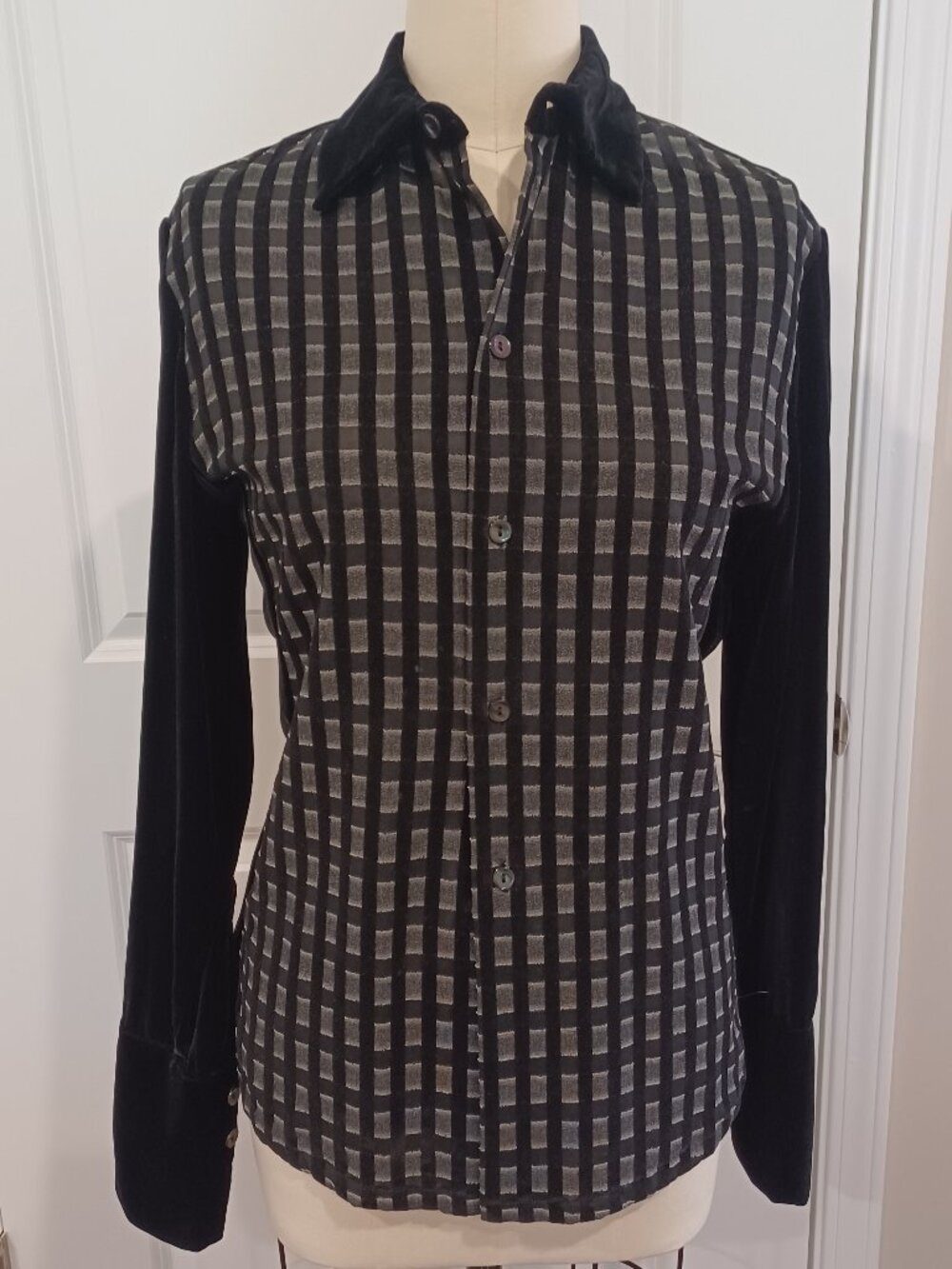 Vintage EQUIPMENT Made In France - Women's Velvet Check shirt